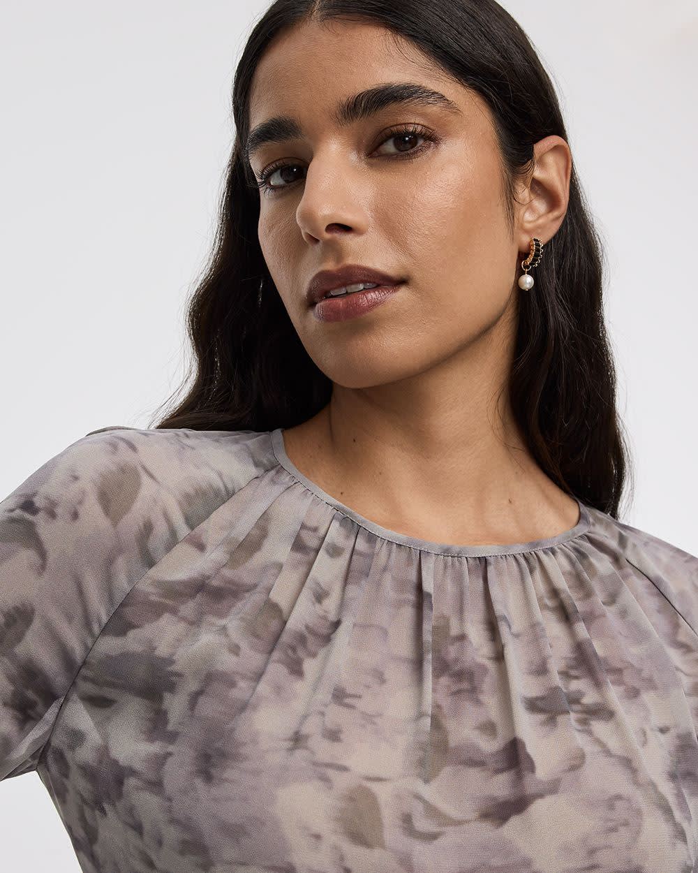 Long-Sleeve Crew-Neck Peplum Blouse - Image 8