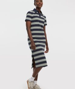 Striped Short-Sleeve Polo Dress - Hyba