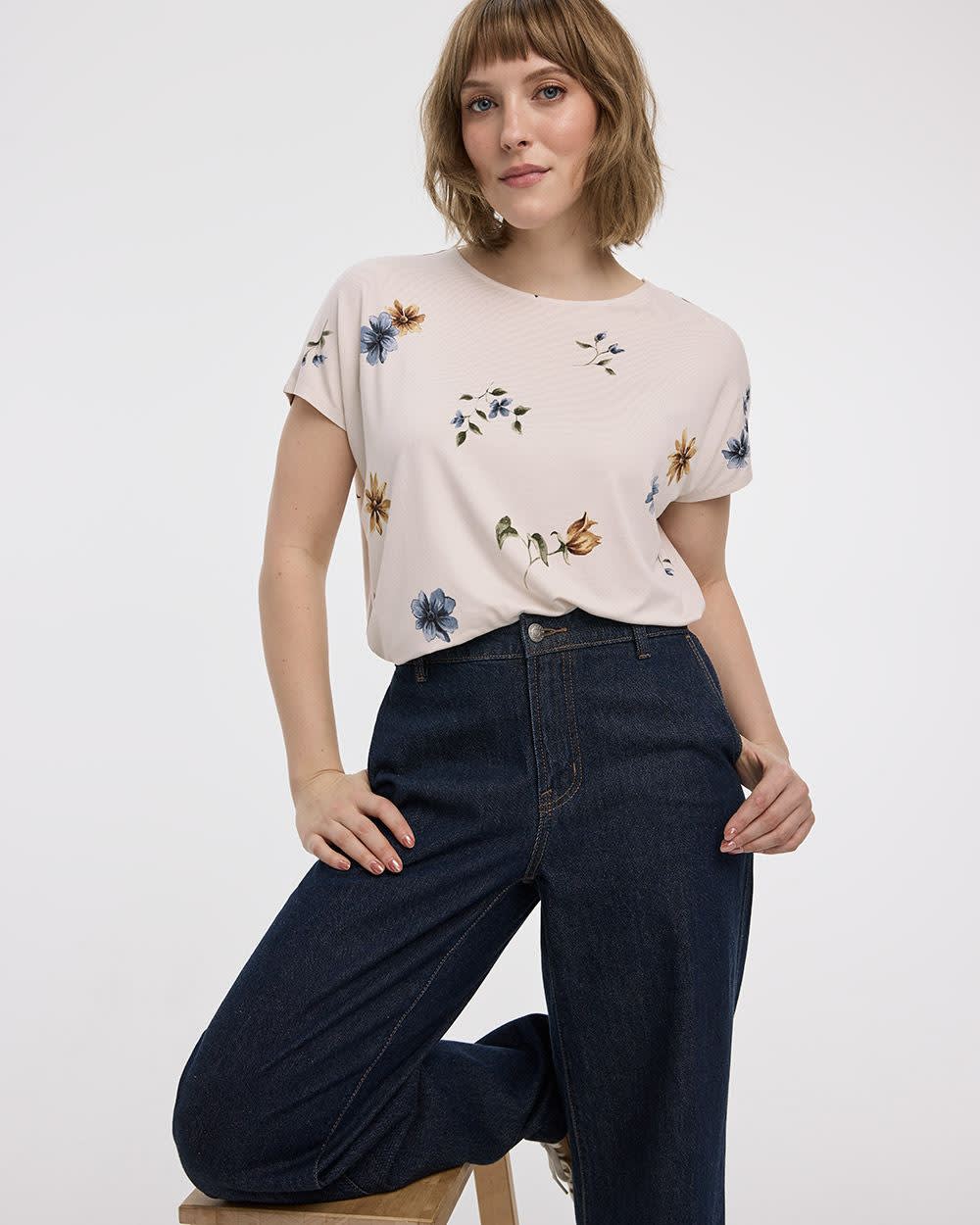 Short-Dolman-Sleeve Boat-Neck T-Shirt - Image 7