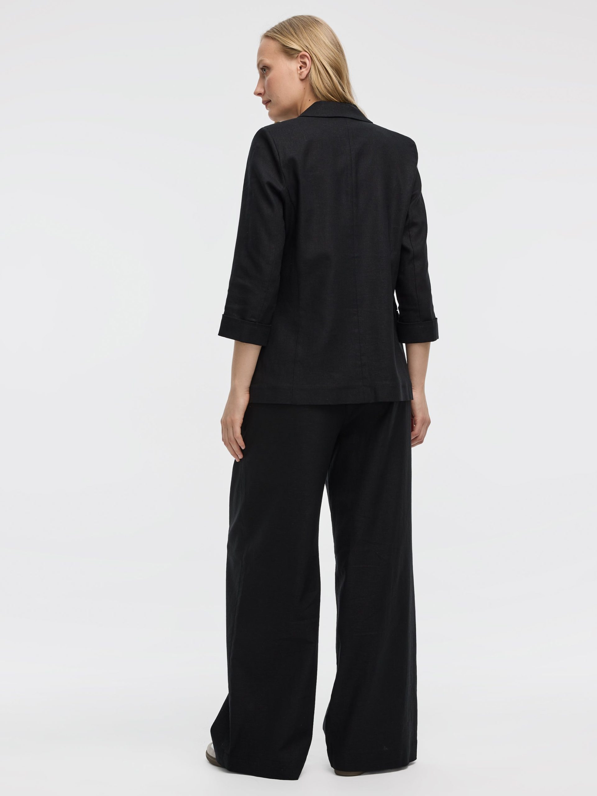 Open Linen Blazer with 3/4 Sleeves - Image 3