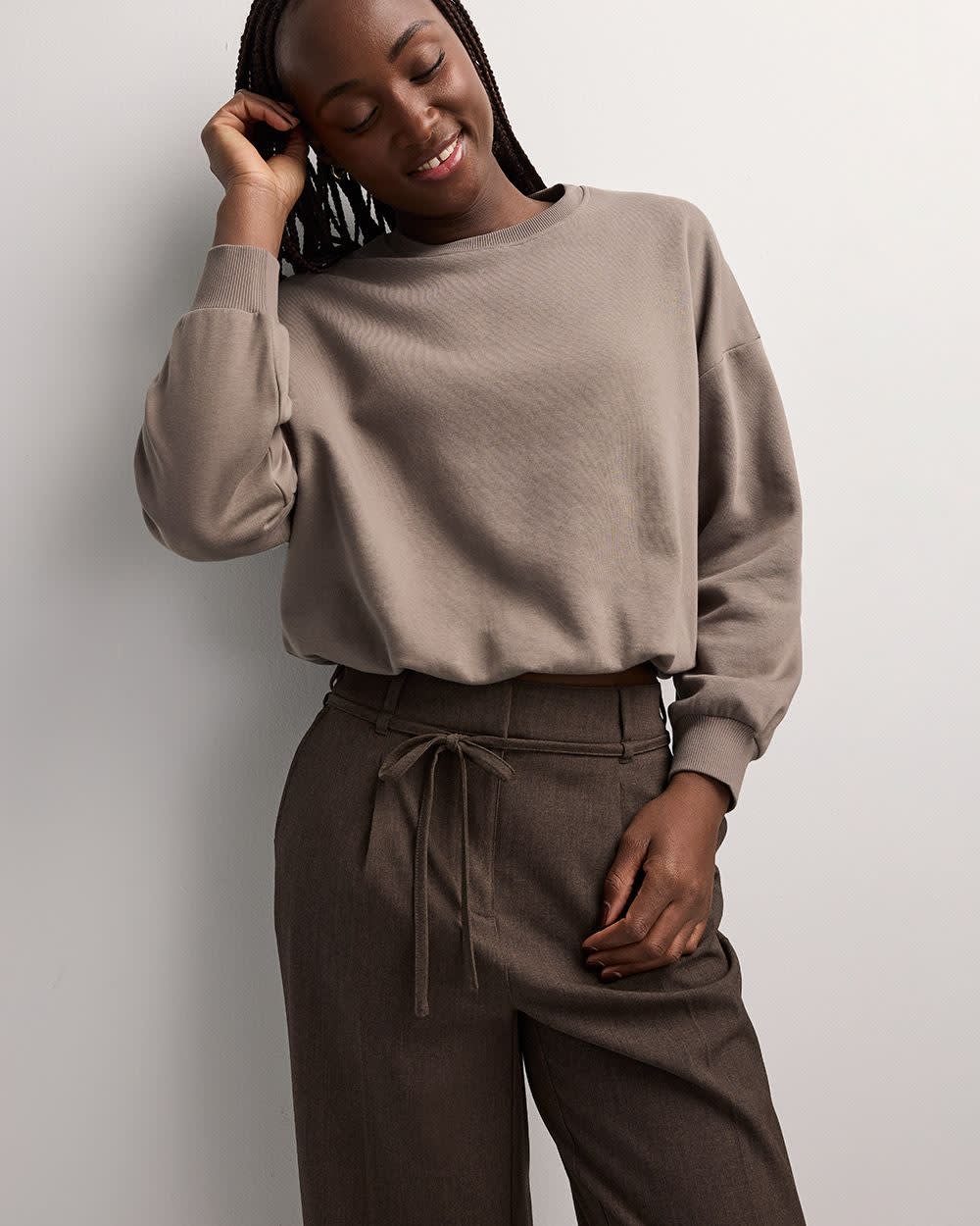 Fleece Sweatshirt with Bubble Hem - Image 7