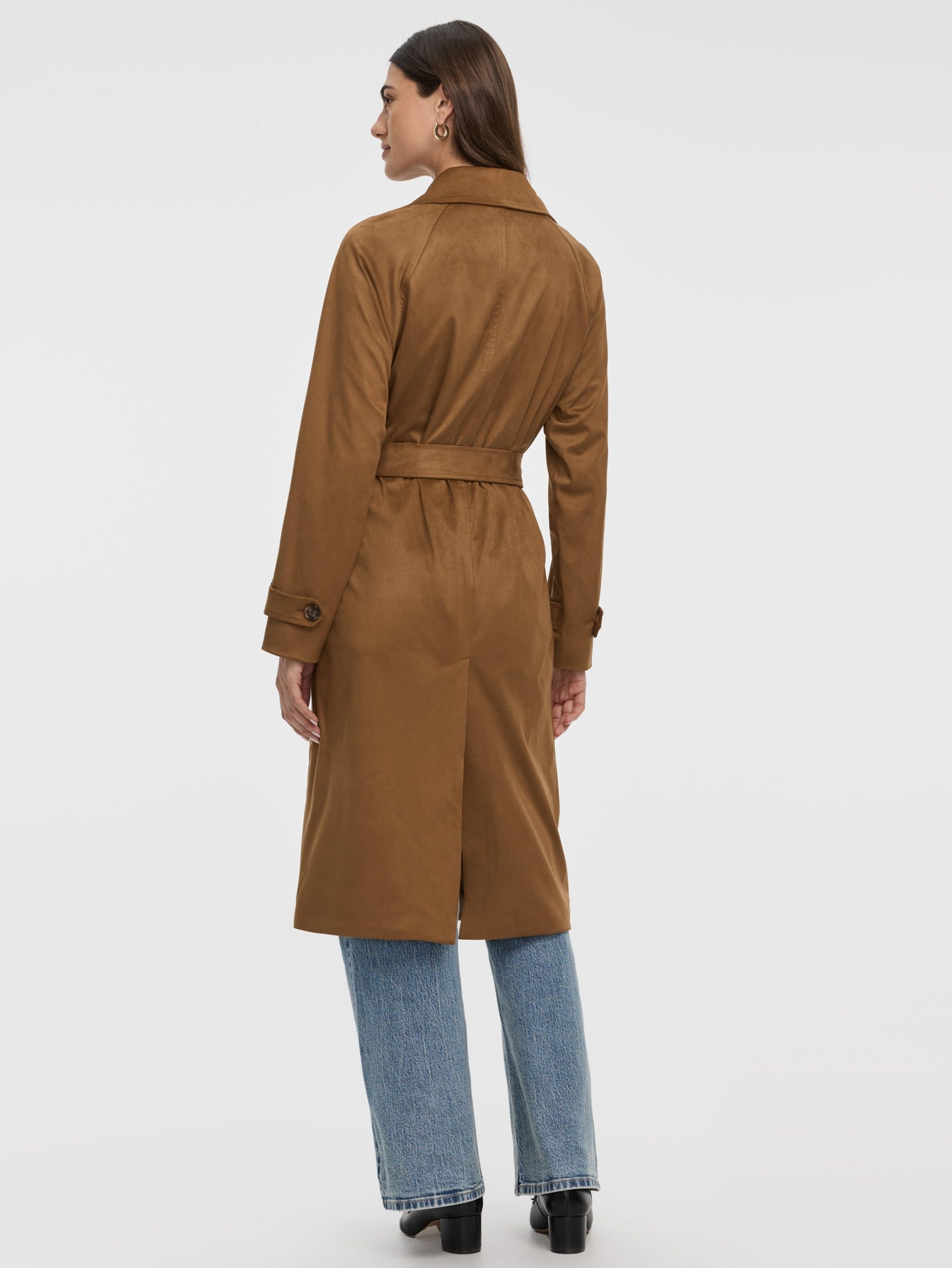 Faux Suede Trench Coat - Image 3