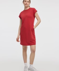 Crew-Neck French Terry Dress with Pockets
