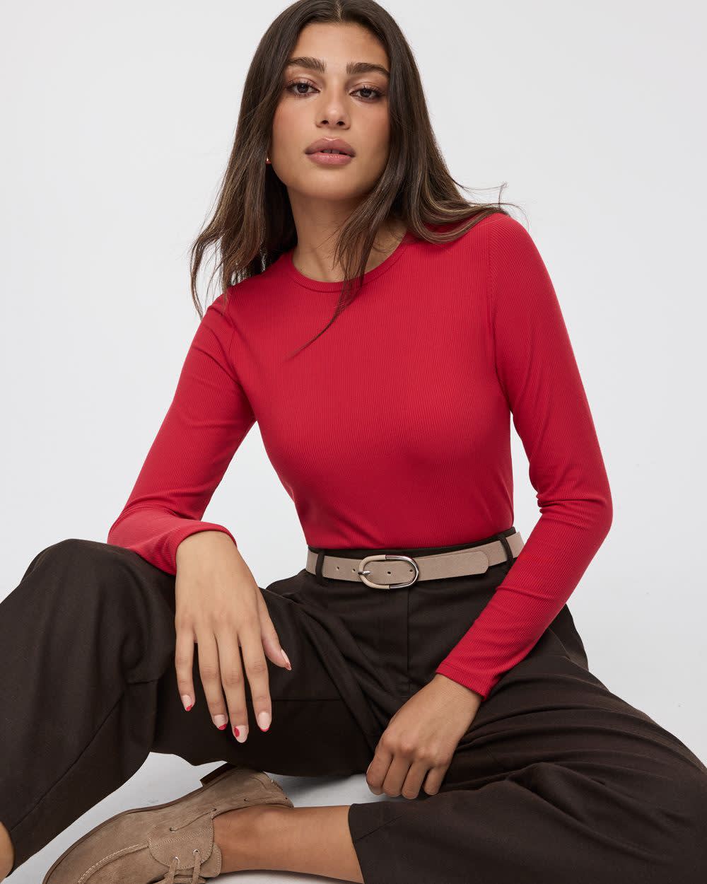 Long-Sleeve Crew-Neck Ribbed Tee - R Essentials - Image 17
