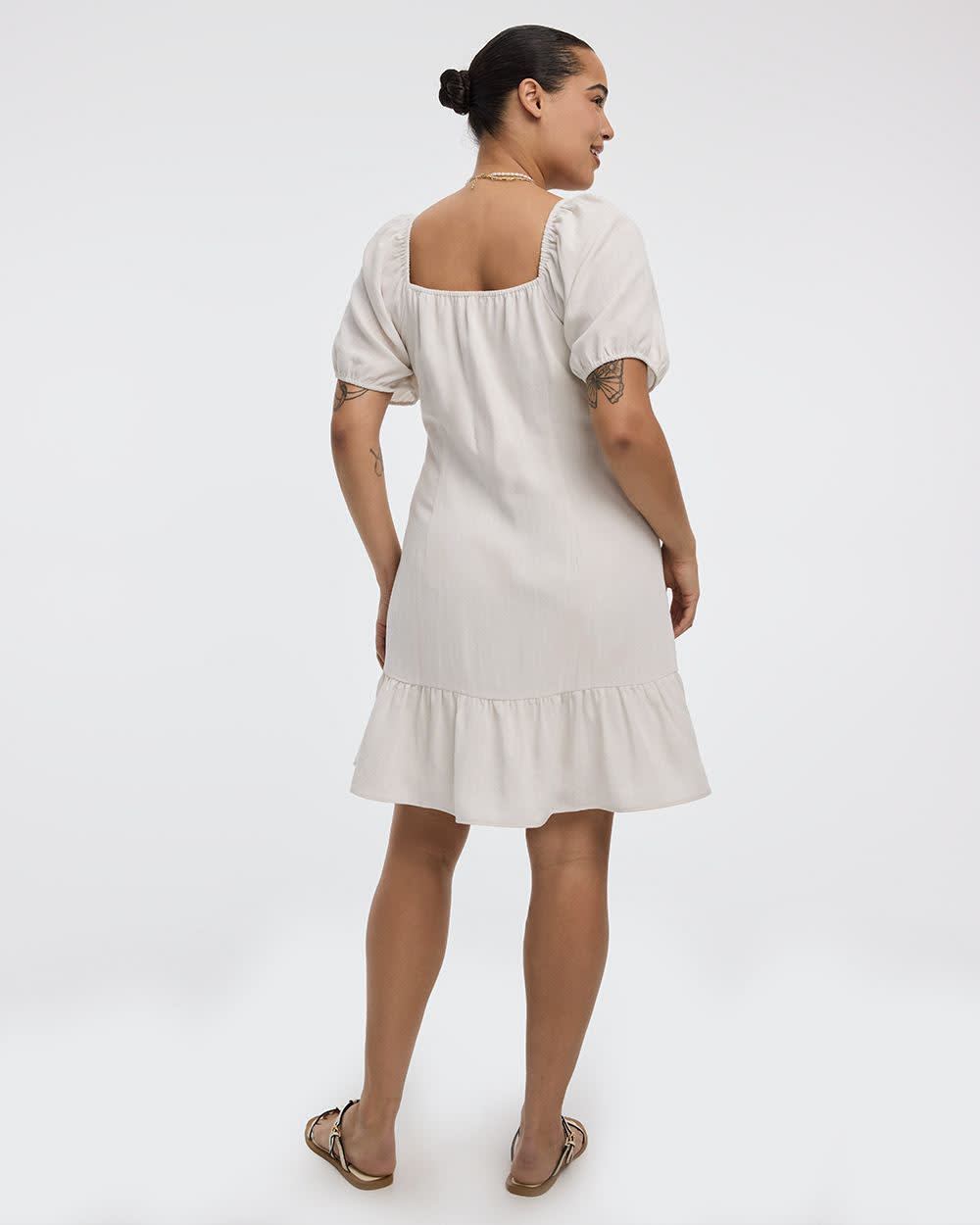 Short-Puffy-Sleeve Dress with Sweetheart Neckline - Image 2