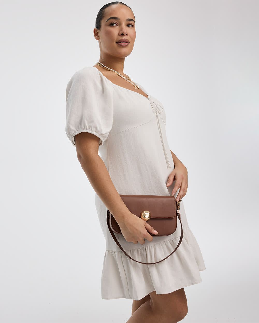 Short-Puffy-Sleeve Dress with Sweetheart Neckline - Image 3