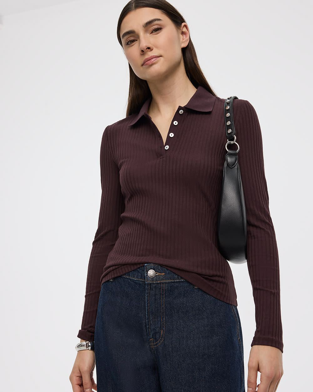 Long-Sleeve Polo Sweater - Image 7