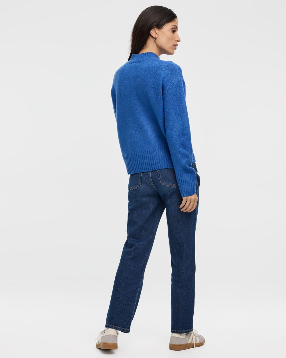 Long-Sleeve Mock-Neck Loose Pullover - Image 6