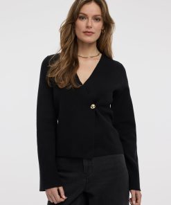 Long-Sleeve V-Neck Wrap Top