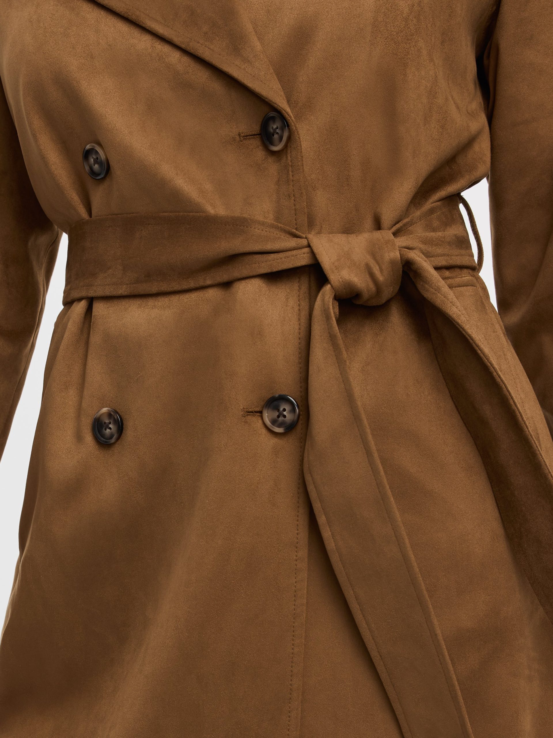 Faux Suede Trench Coat - Image 2