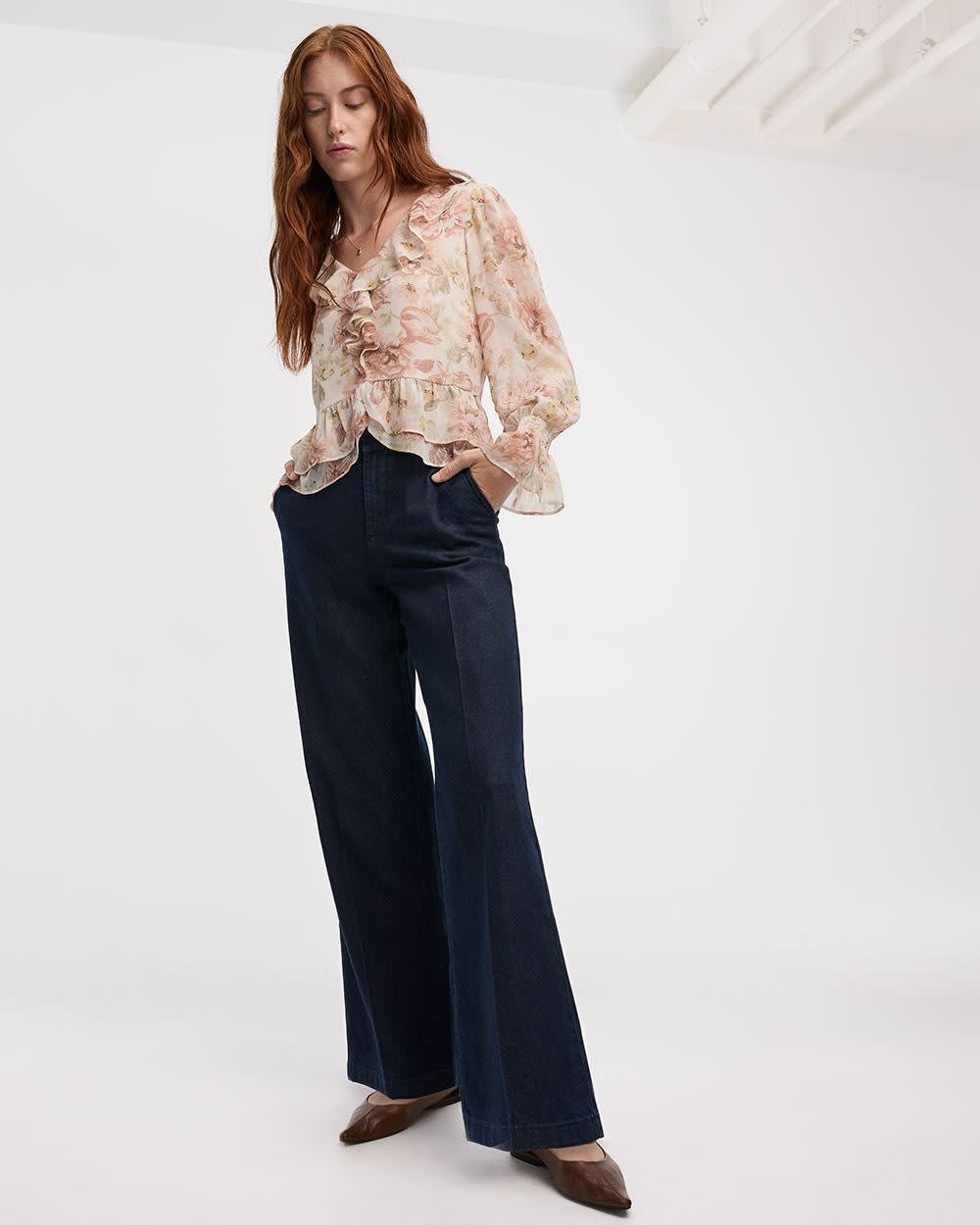 Wide-Leg Mid-Rise Denim Trousers - Image 4