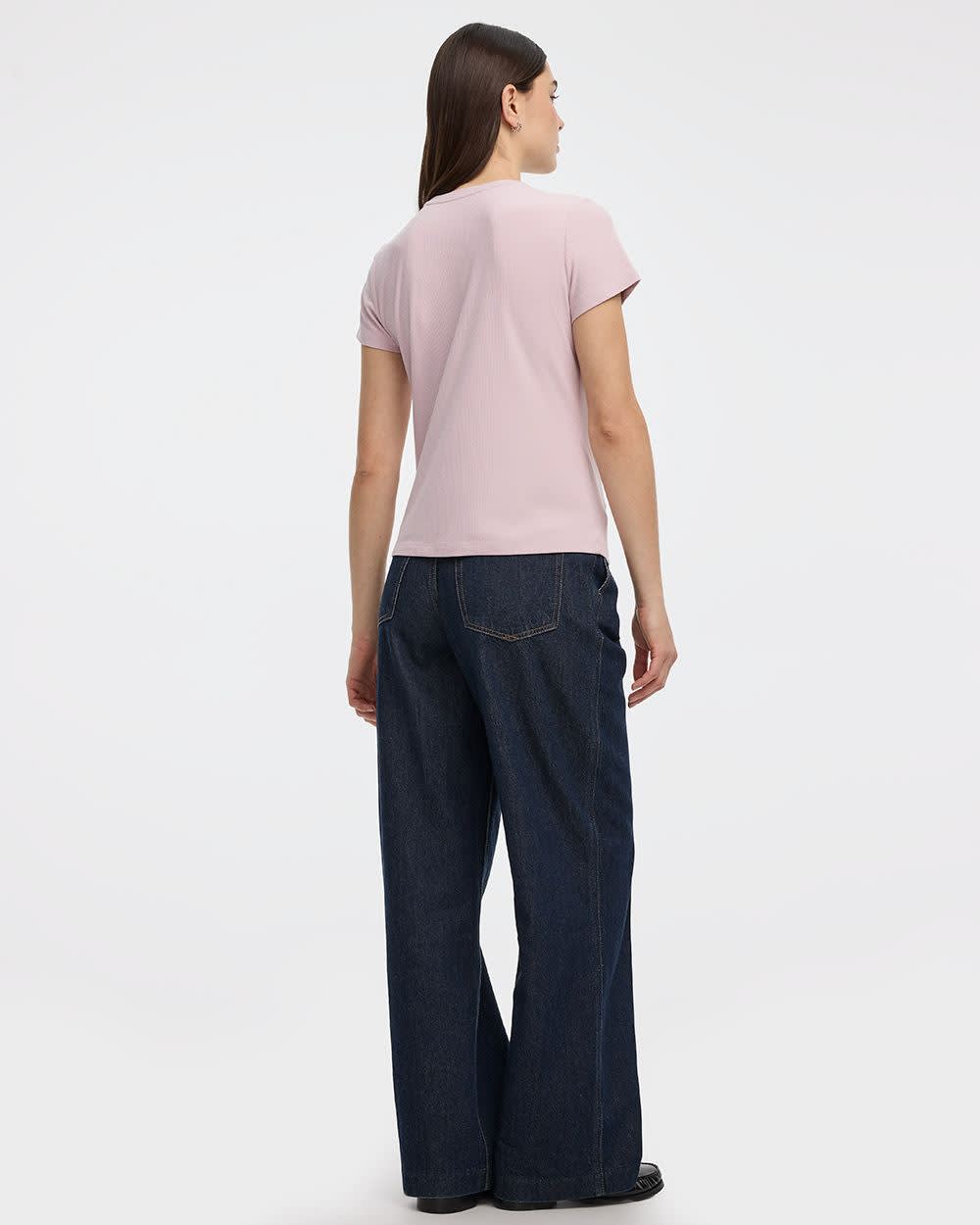 Fitted Crew-Neck Ribbed T-Shirt - R Essentials - Image 2