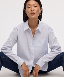 Striped Long-Sleeve Poplin Shirt with Chest Pocket - R Essentials