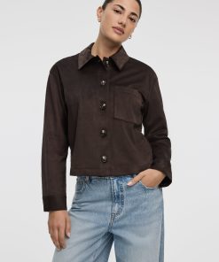 Cropped Faux-Suede Jacket