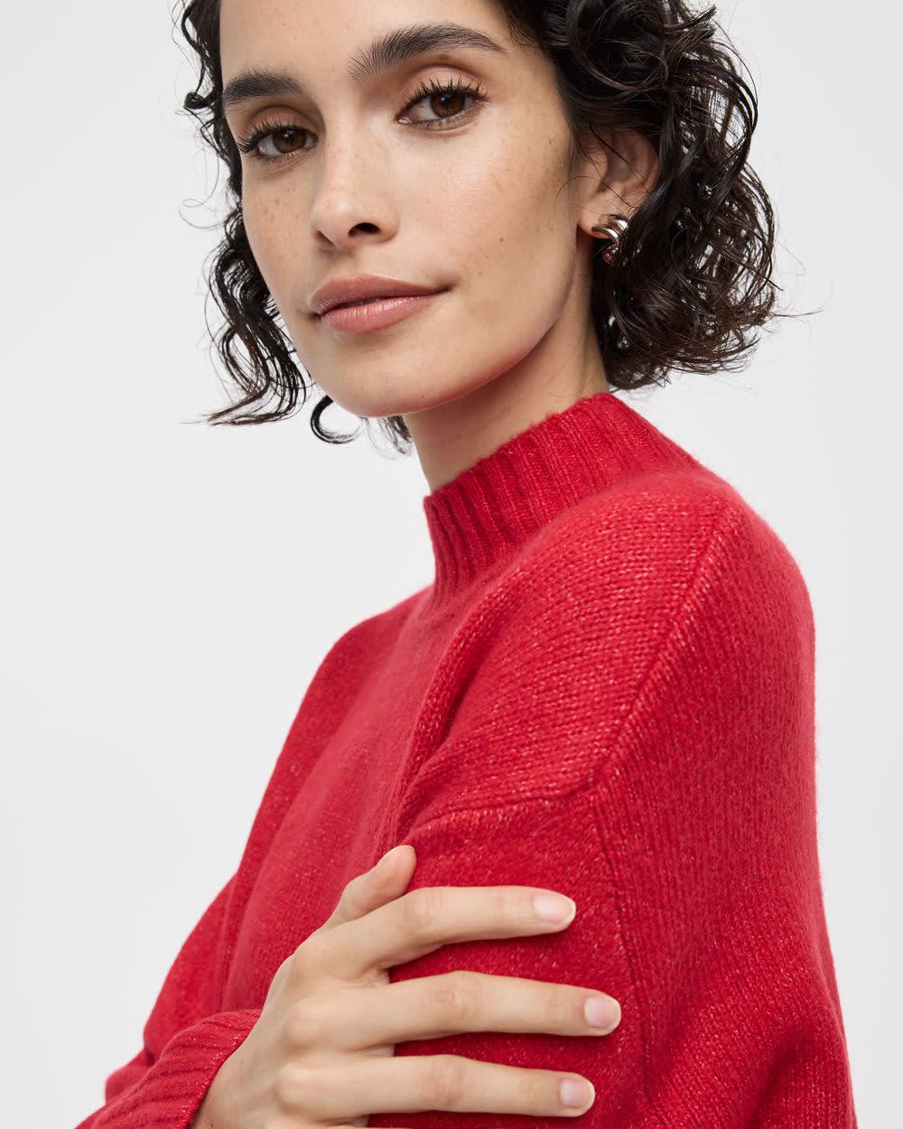 Long-Sleeve Mock-Neck Loose Pullover - Image 20