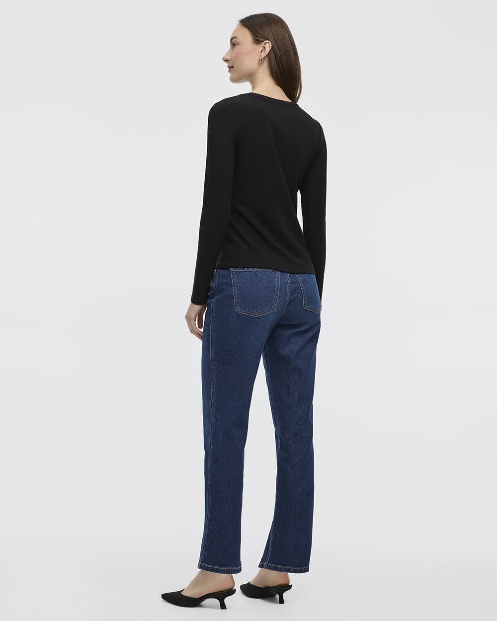 Long-Sleeve Crew-Neck Ribbed Tee - R Essentials - Image 2