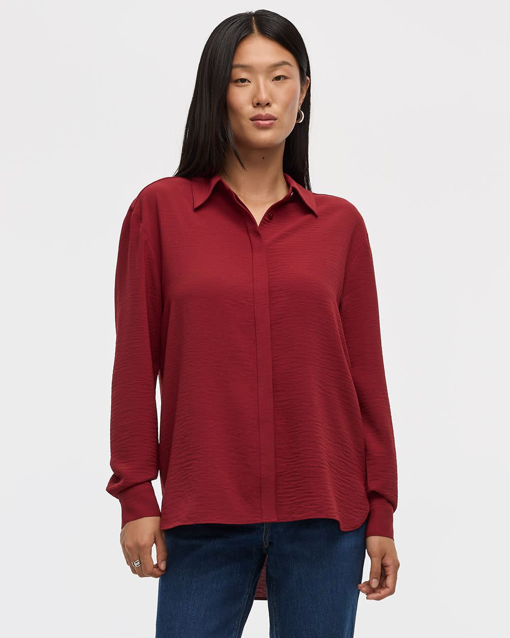 Long-Sleeve Buttoned-Down Blouse - Image 15
