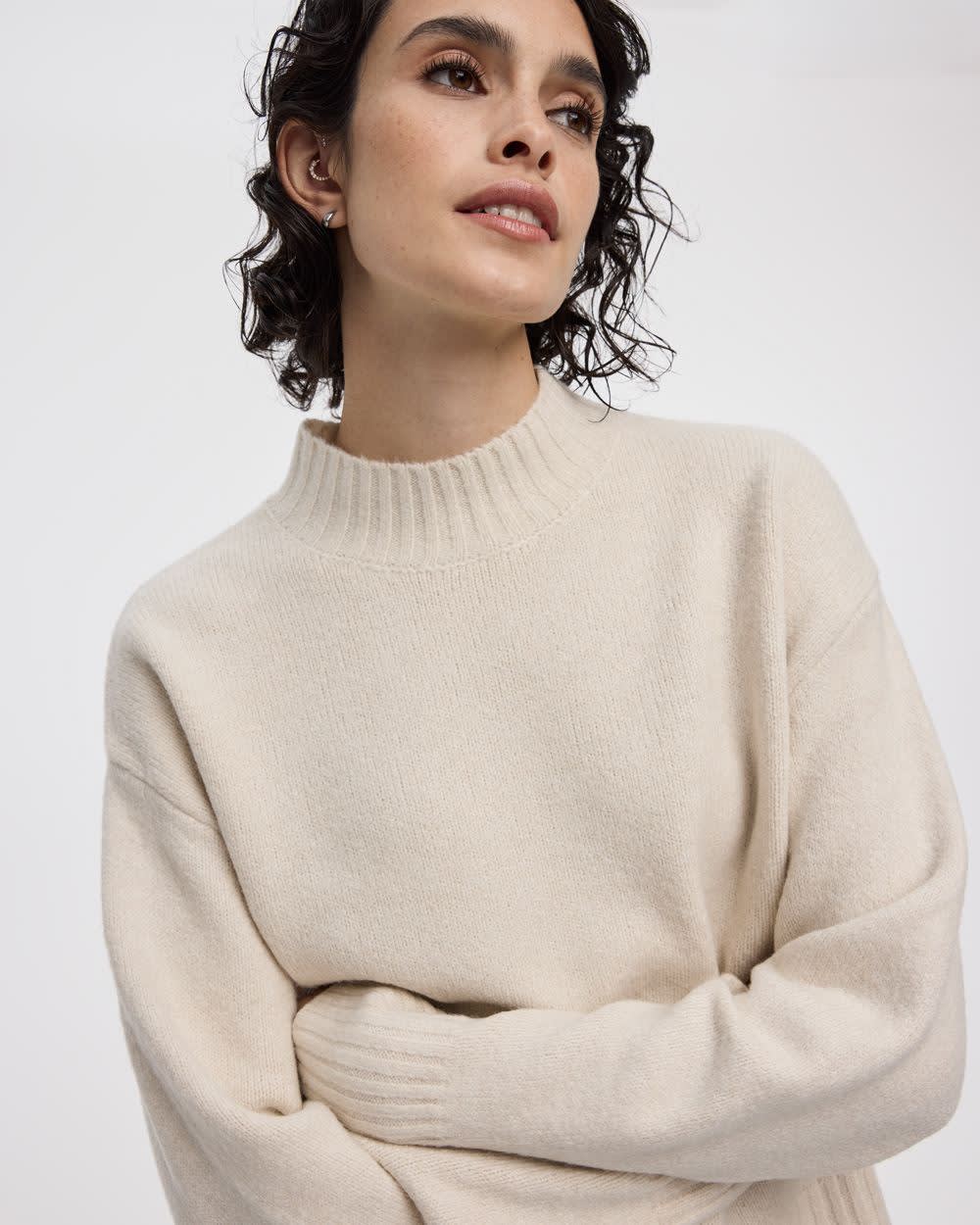 Long-Sleeve Mock-Neck Loose Pullover - Image 4