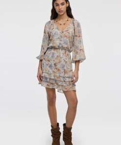 Long-Sleeve V-Neck Mini Dress