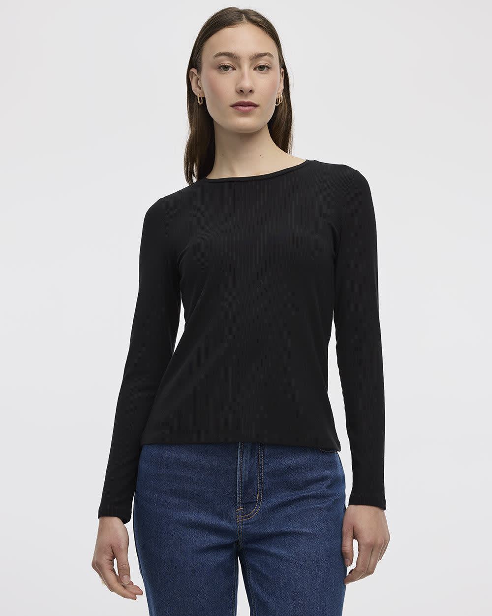 Long-Sleeve Crew-Neck Ribbed Tee - R Essentials - Image 3