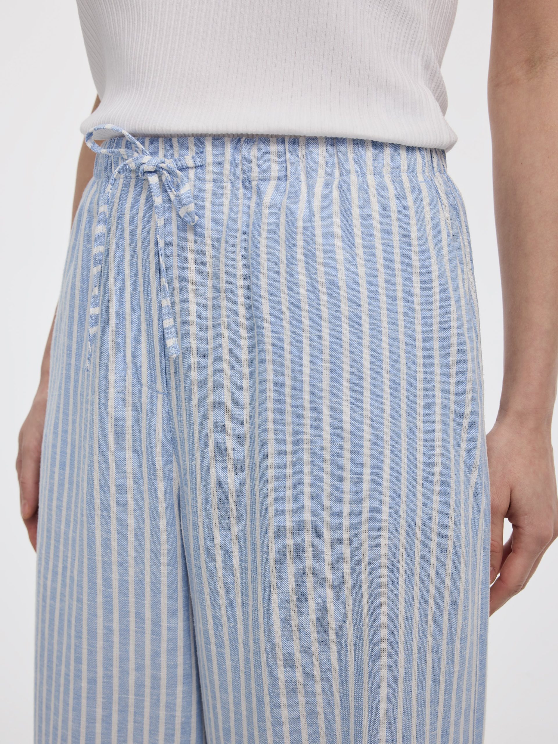 Striped Wide-Leg Linen-Blend Pant - Image 3
