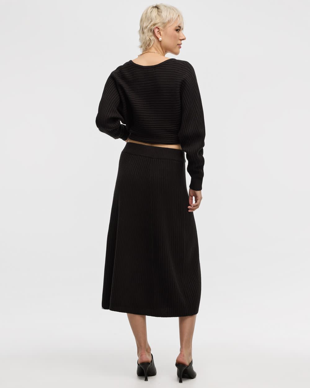 Long-Dolman-Sleeve V-Neck Ribbed Pullover - Image 2