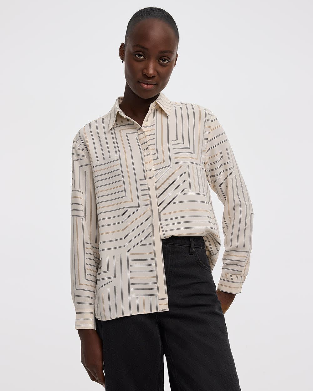 Long-Sleeve Buttoned-Down Blouse - Image 5