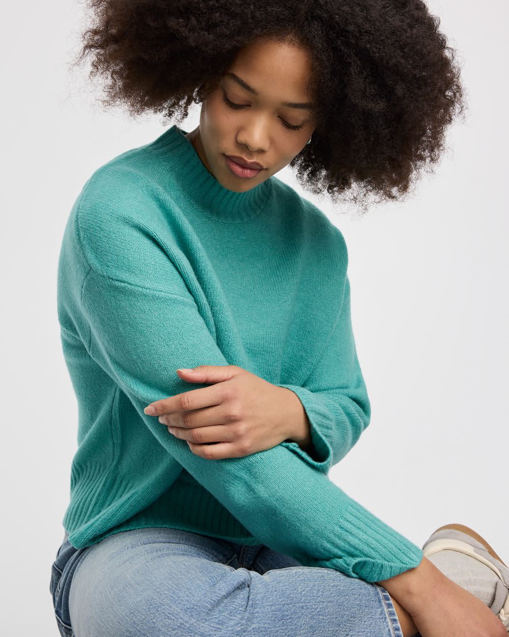 Long-Sleeve Mock-Neck Loose Pullover - Image 11