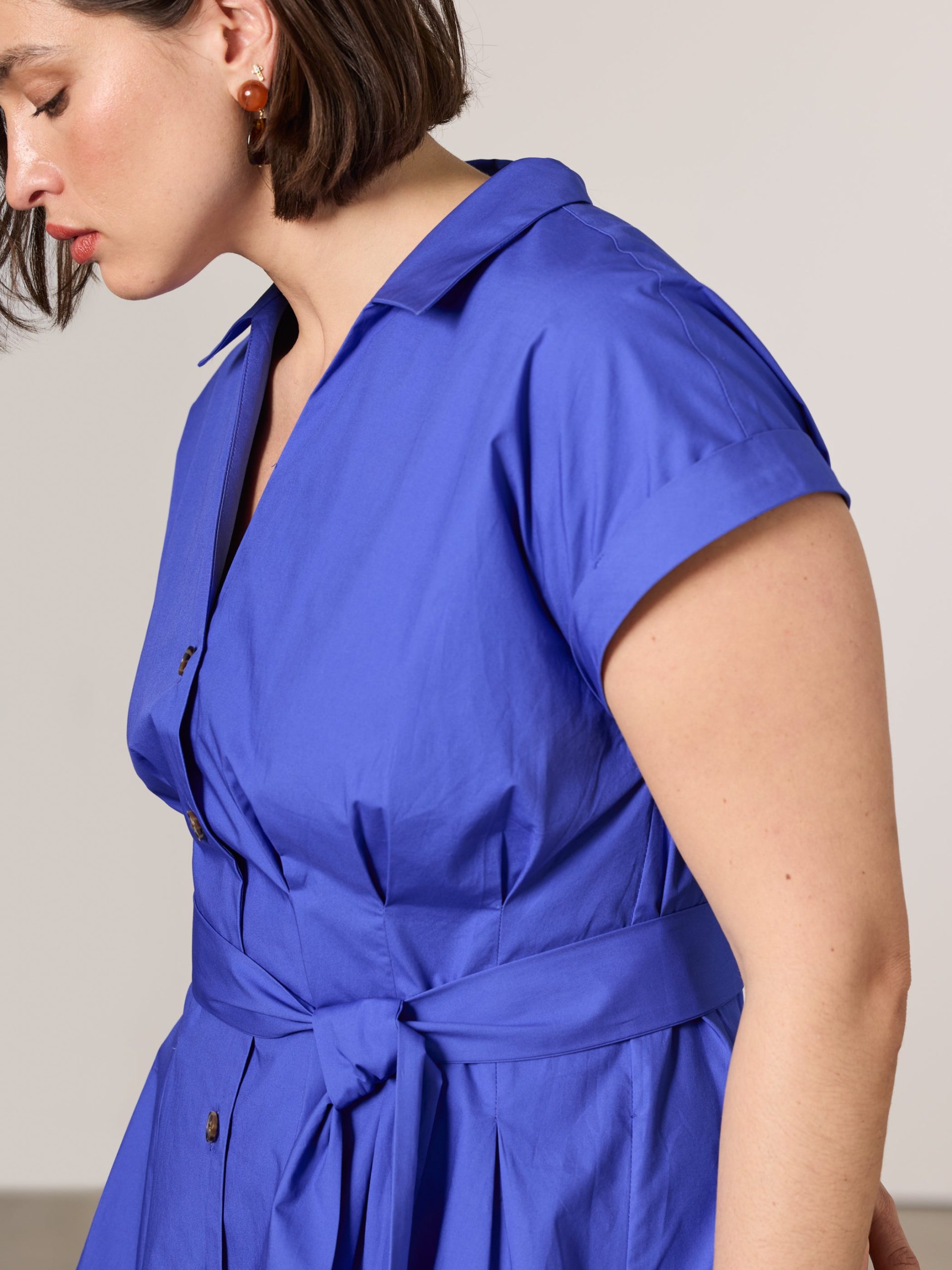 Cap-Sleeve Belted Shirtdress - Image 2