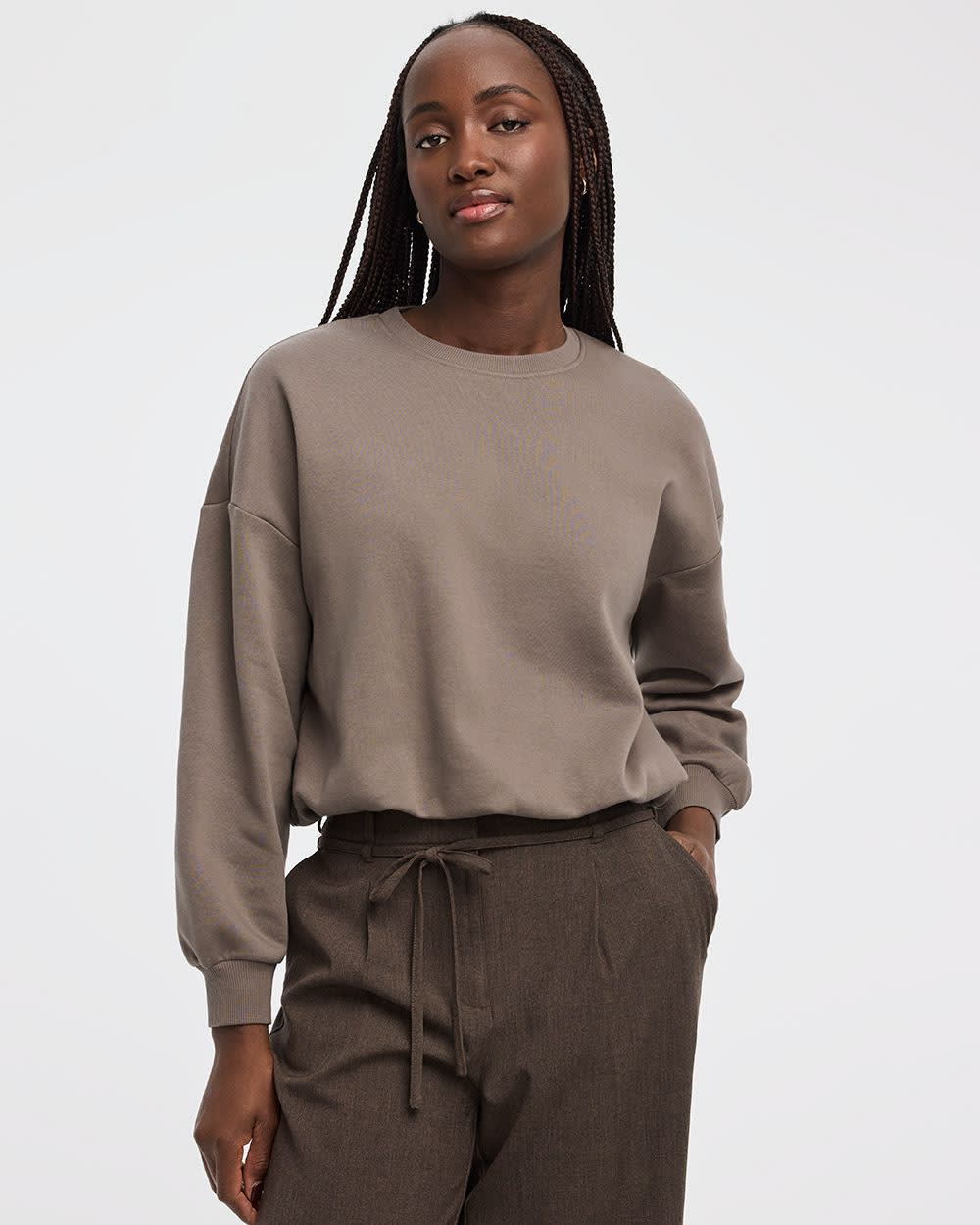 Fleece Sweatshirt with Bubble Hem - Image 5