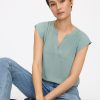 Cap Sleeve Split Neck Blouse - R Essentials