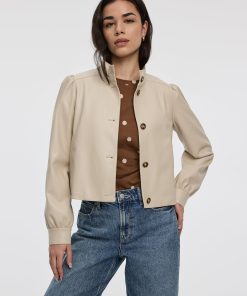 Cropped Faux Leather Jacket
