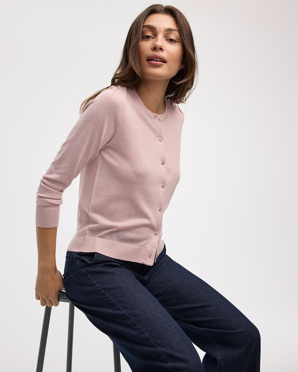 Crew-Neck Cardigan - R Essentials - Image 24