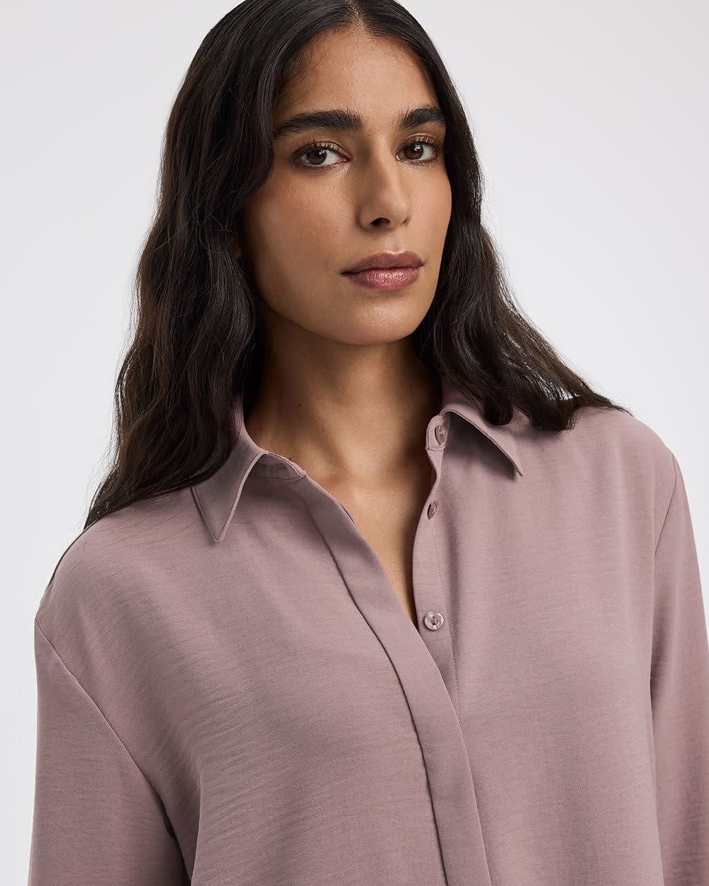 Long-Sleeve Buttoned-Down Blouse - Image 24