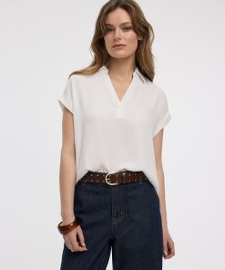 Extended-Sleeve V-Neck Flowy Blouse - R Essentials