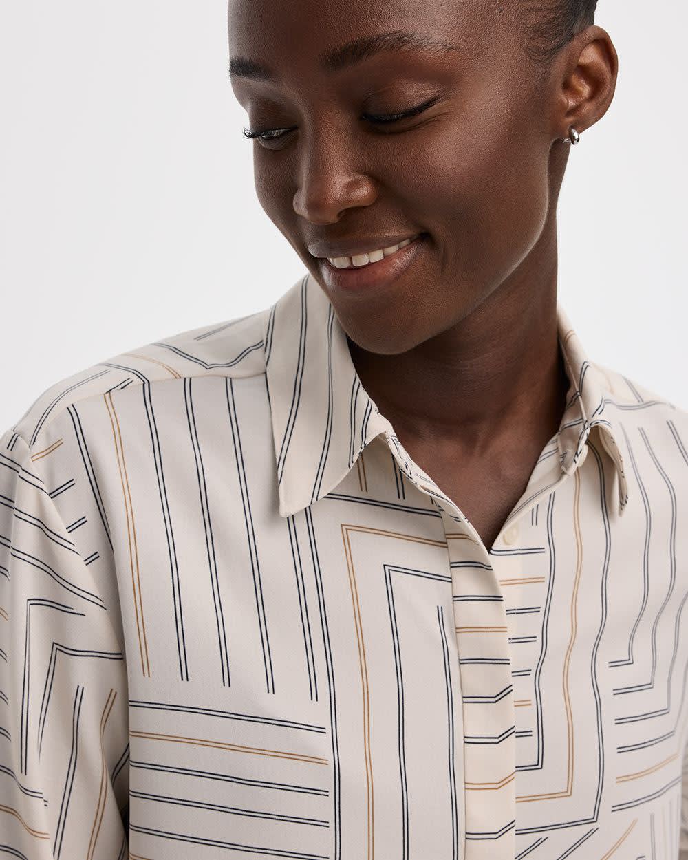 Long-Sleeve Buttoned-Down Blouse - Image 8