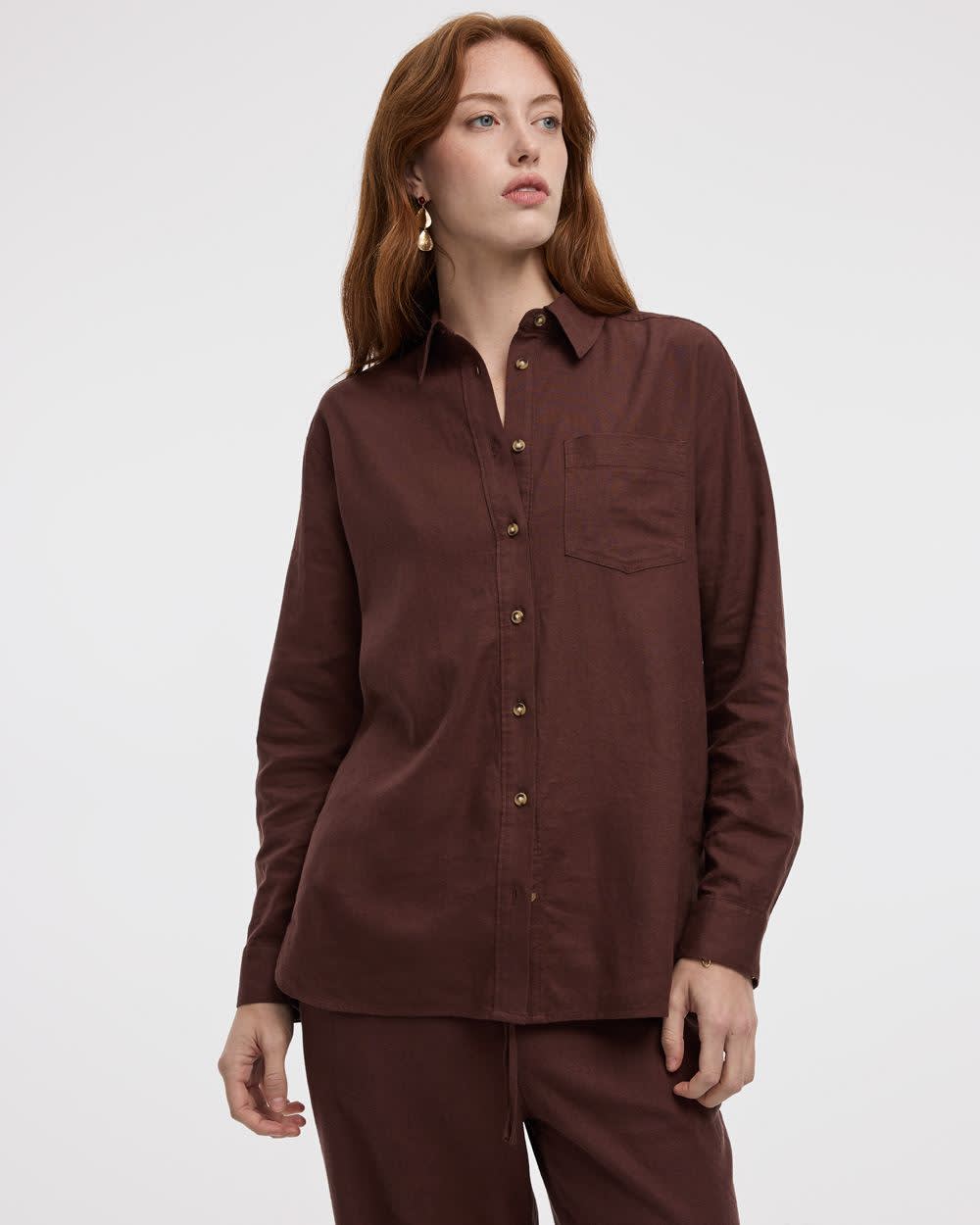 Long-Sleeve Linen-Blend Shirt - Image 7