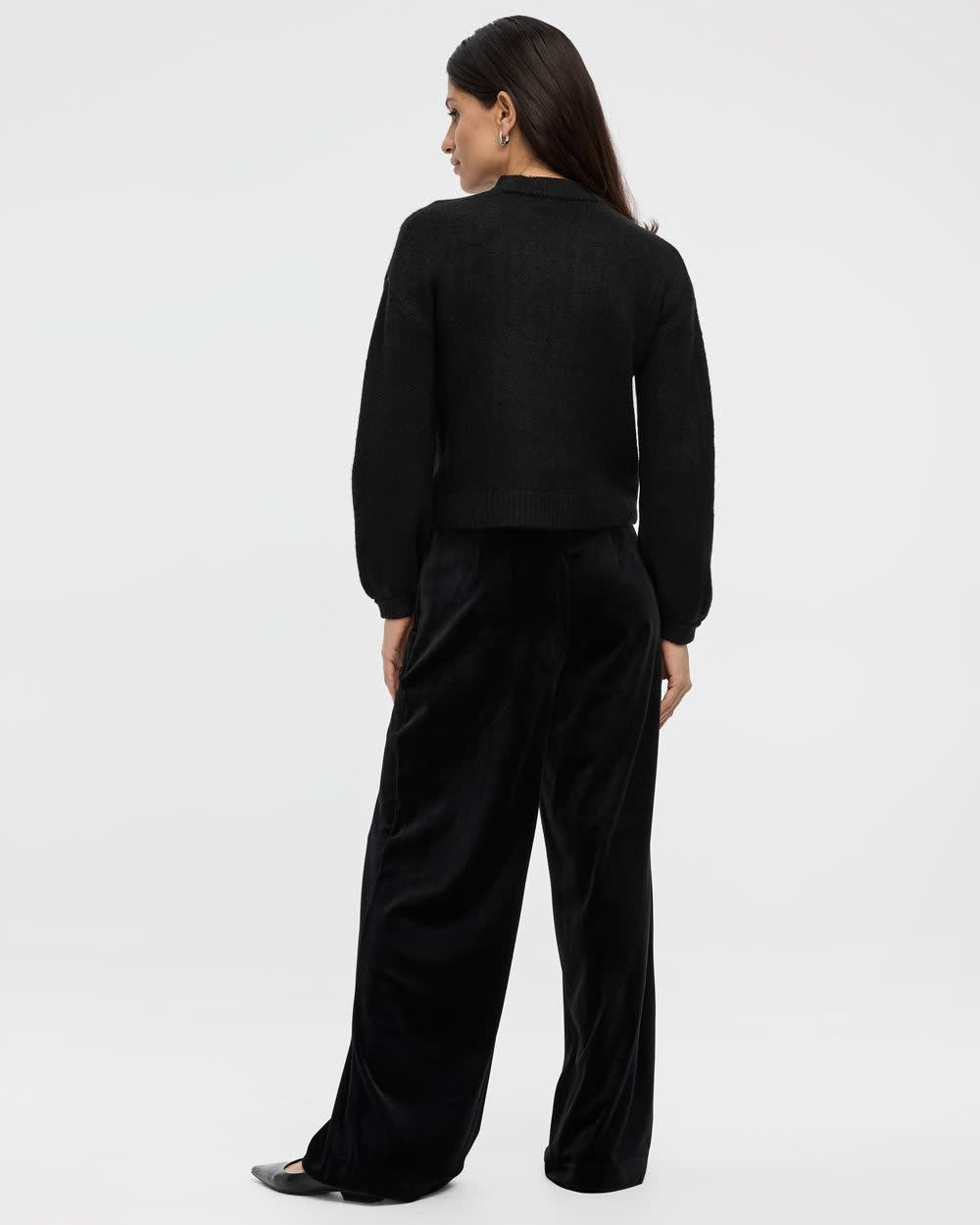 Long-Sleeve Mock-Neck Pullover with Rhinestones - Image 2