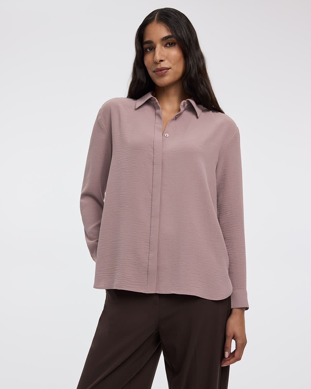 Long-Sleeve Buttoned-Down Blouse - Image 23