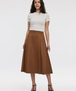 Pleated A-Line Midi Skirt