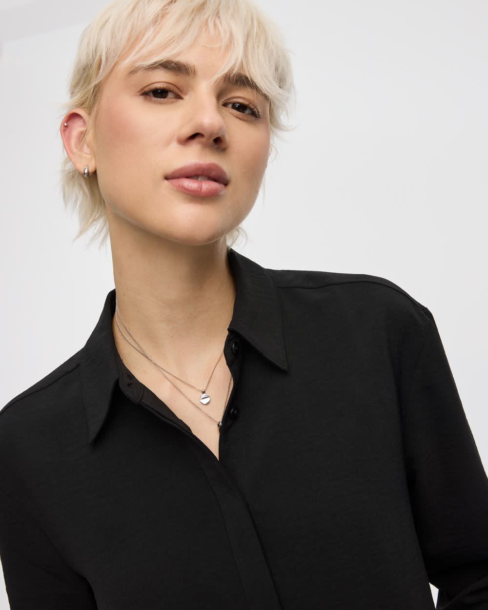 Long-Sleeve Buttoned-Down Blouse - Image 4