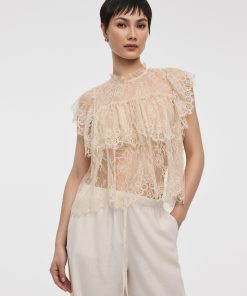 Extended-Sleeve Lace Blouse