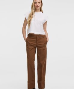 Mid-Rise Straight-Leg Cuffed Chino Pants
