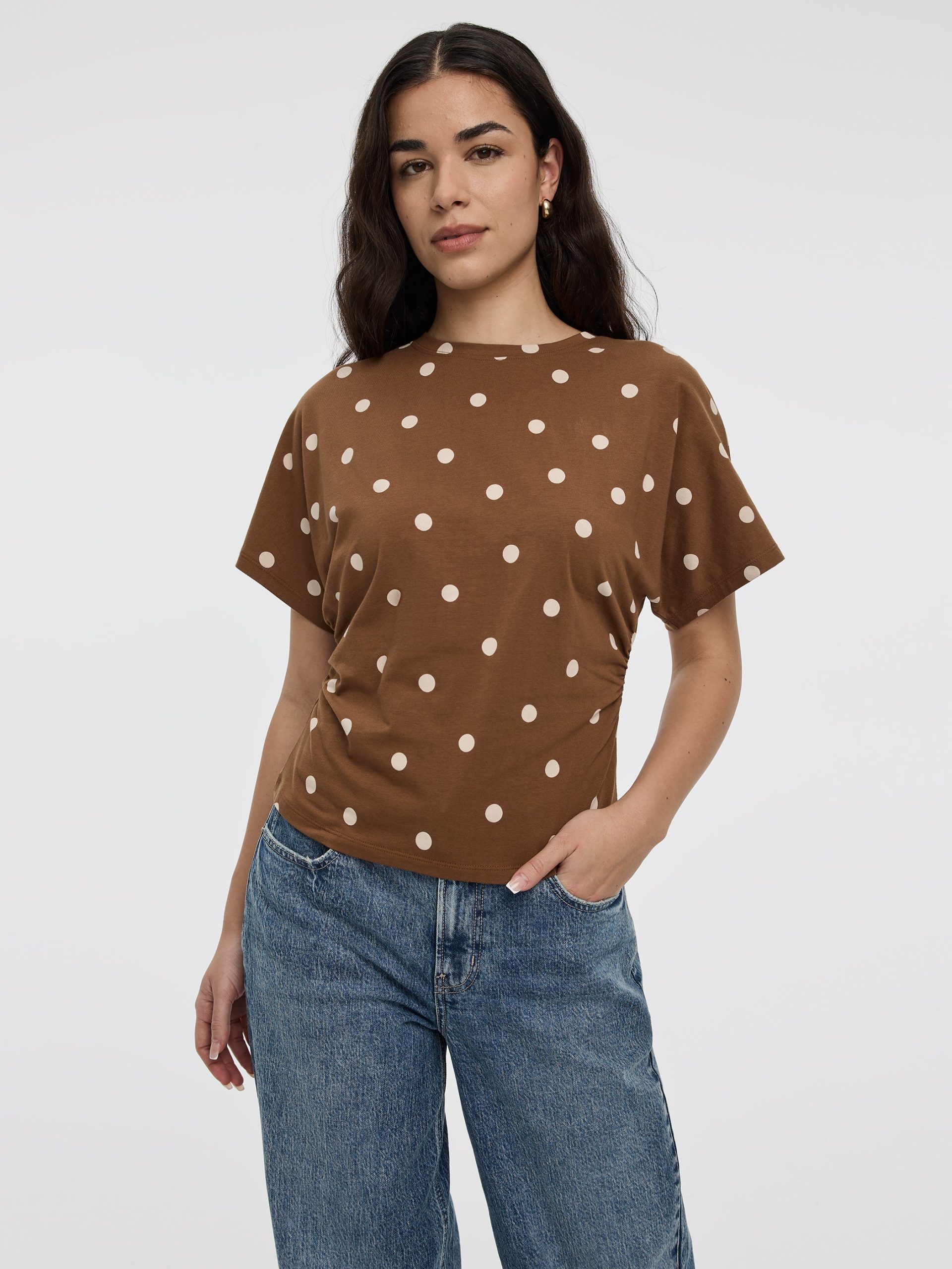 Short-Sleeve Crew-Neck Tee with Shirred Sides - Image 9