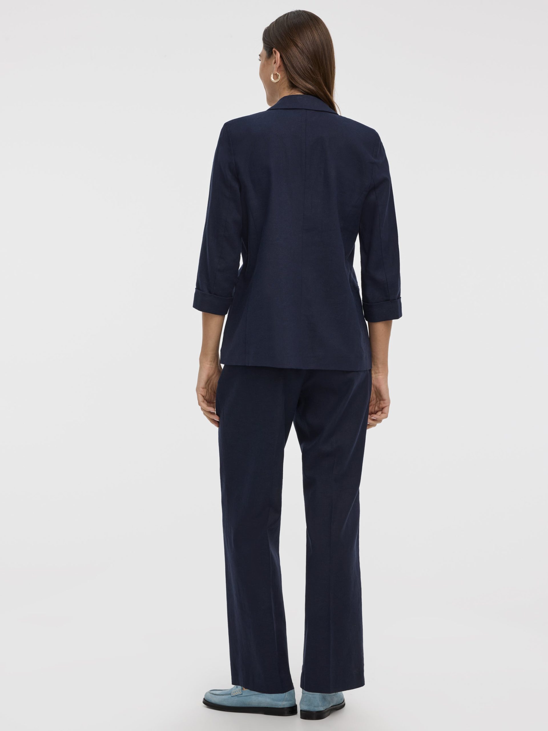 Open Linen Blazer with 3/4 Sleeves - Image 15