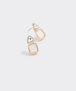 Stud Earrings with Stone Pendants
