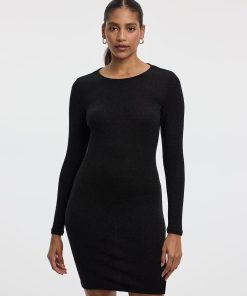 Long-Sleeve Mini Bodycon Shimmery Dress