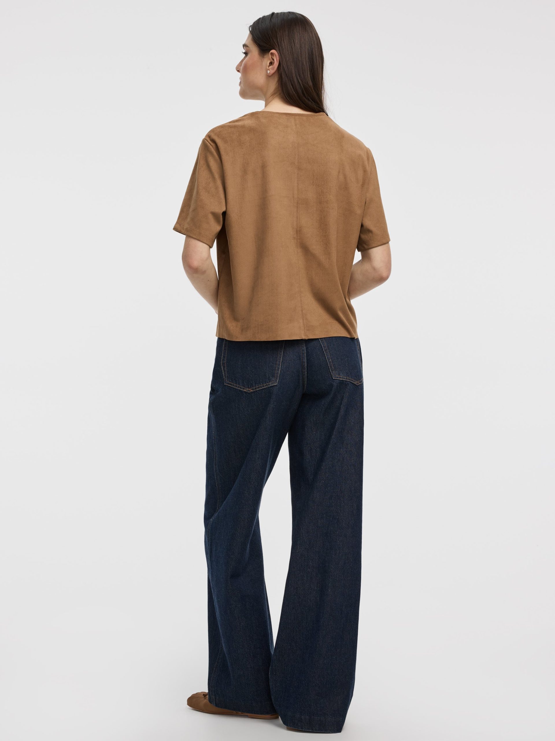 Faux-Suede Crew-Neck T-Shirt - Image 2