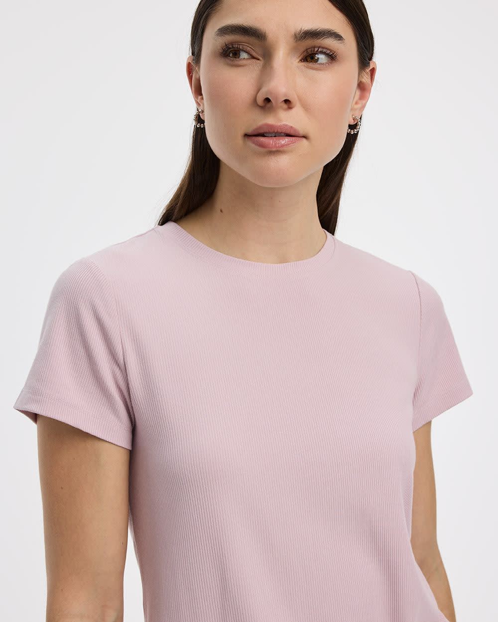 Fitted Crew-Neck Ribbed T-Shirt - R Essentials - Image 4
