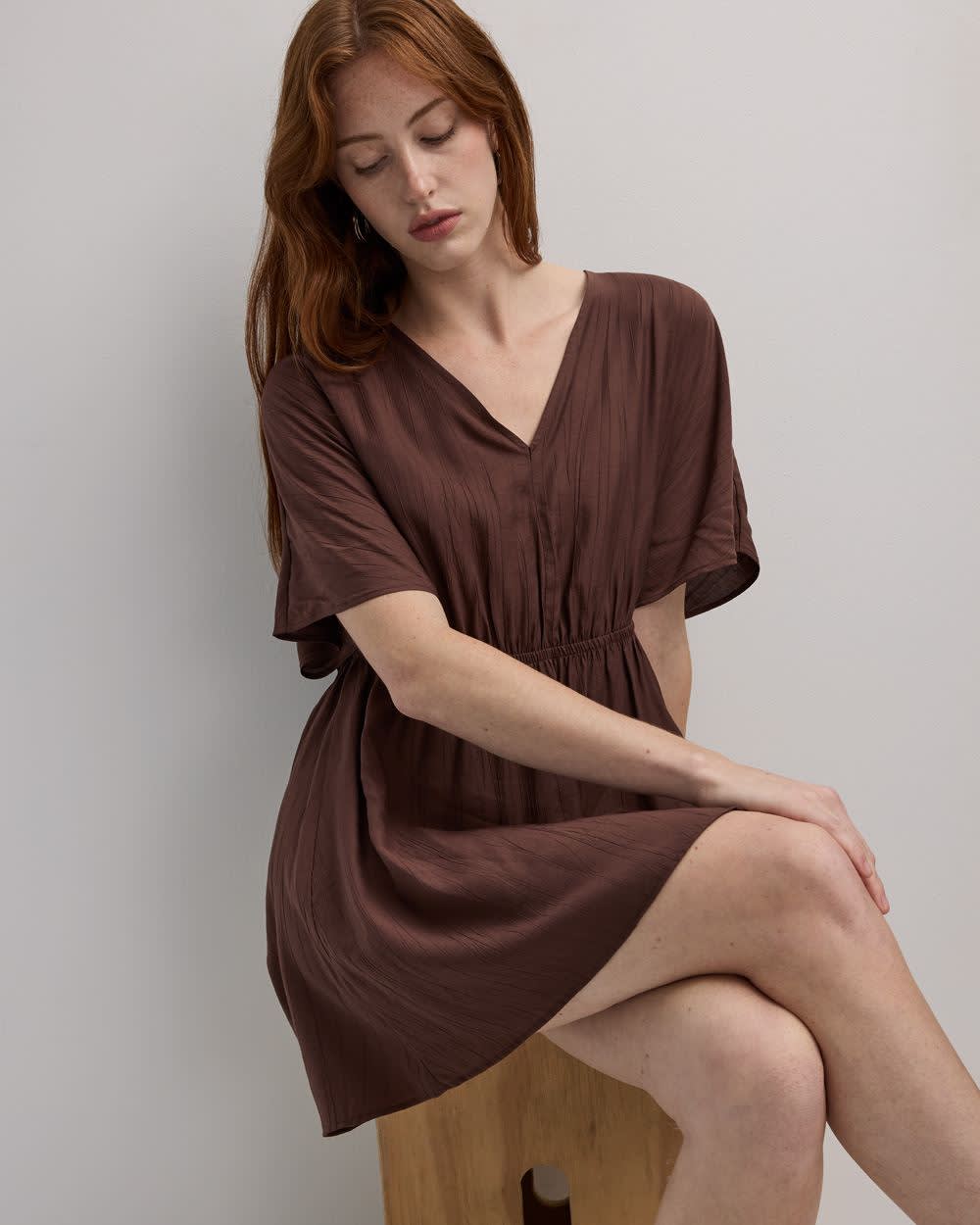 Short-Sleeve V-Neck Mini Dress - Image 3